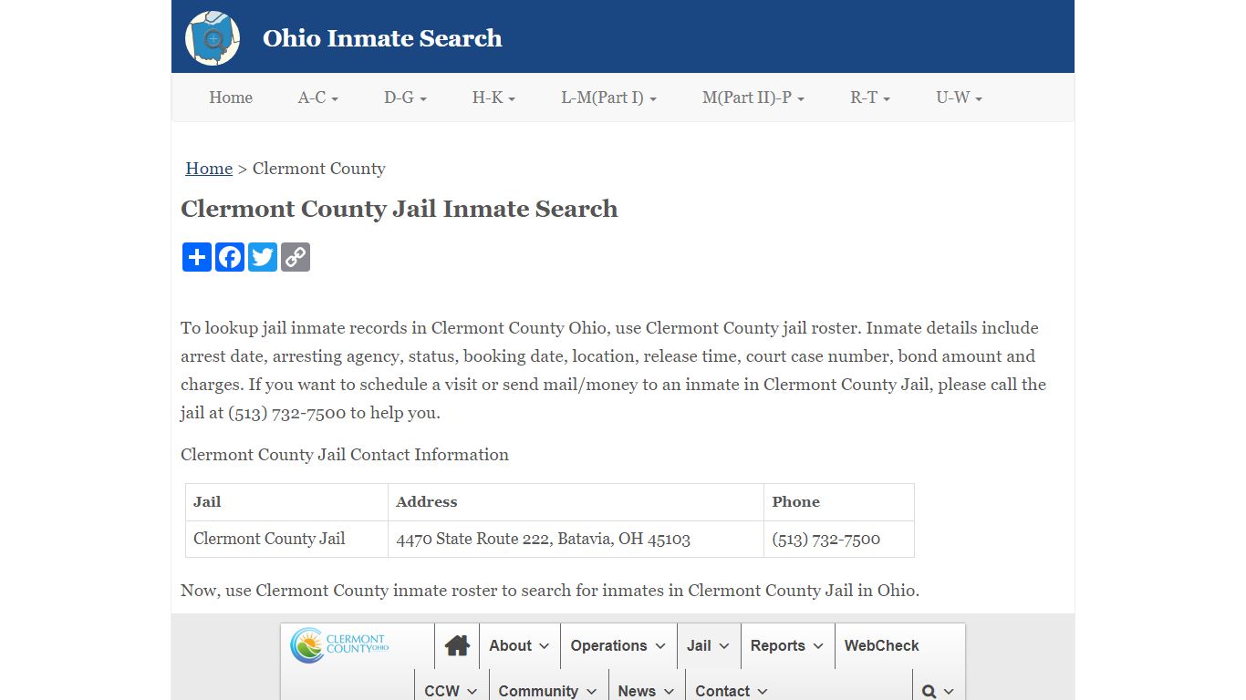 Clermont County Jail Inmate Search